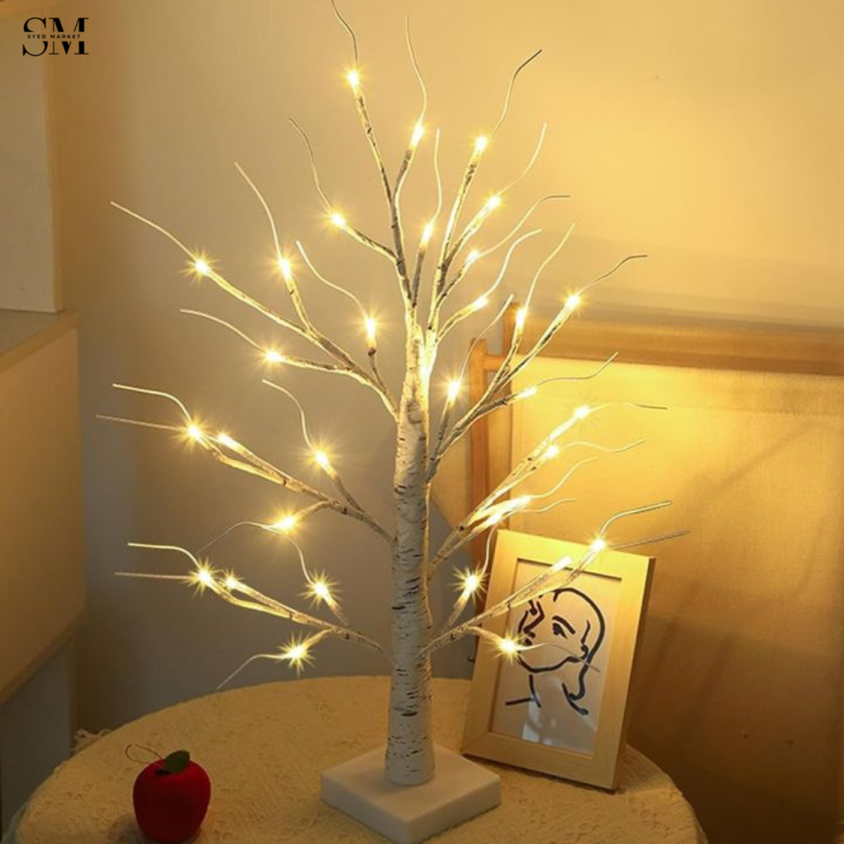 LUXURY LED BIRCH TREE DECORATIVE LAMP – WARM WHITE TABLETOP NIGHT LIGHT FOR HOME DECOR