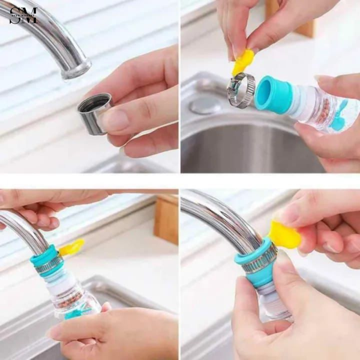 360° ROTATING TAP FAUCET FILTER – SPLASH PROOF WATER SAVER EXTENDER