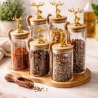 MAJESTIC REINDEER GLASS JARS SET - 6 PIECES STAIRS