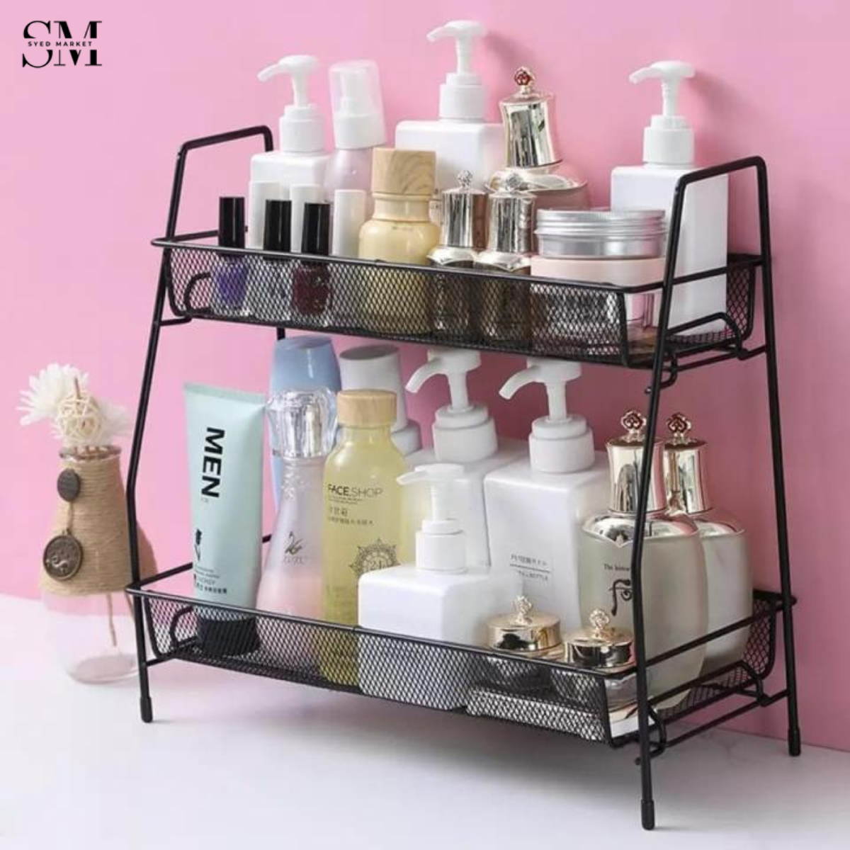 2 LAYER KITCHEN ORGANIZER RACK – SPACE SAVING COUNTERTOP STORAGE SHELF MULTIPURPOSE