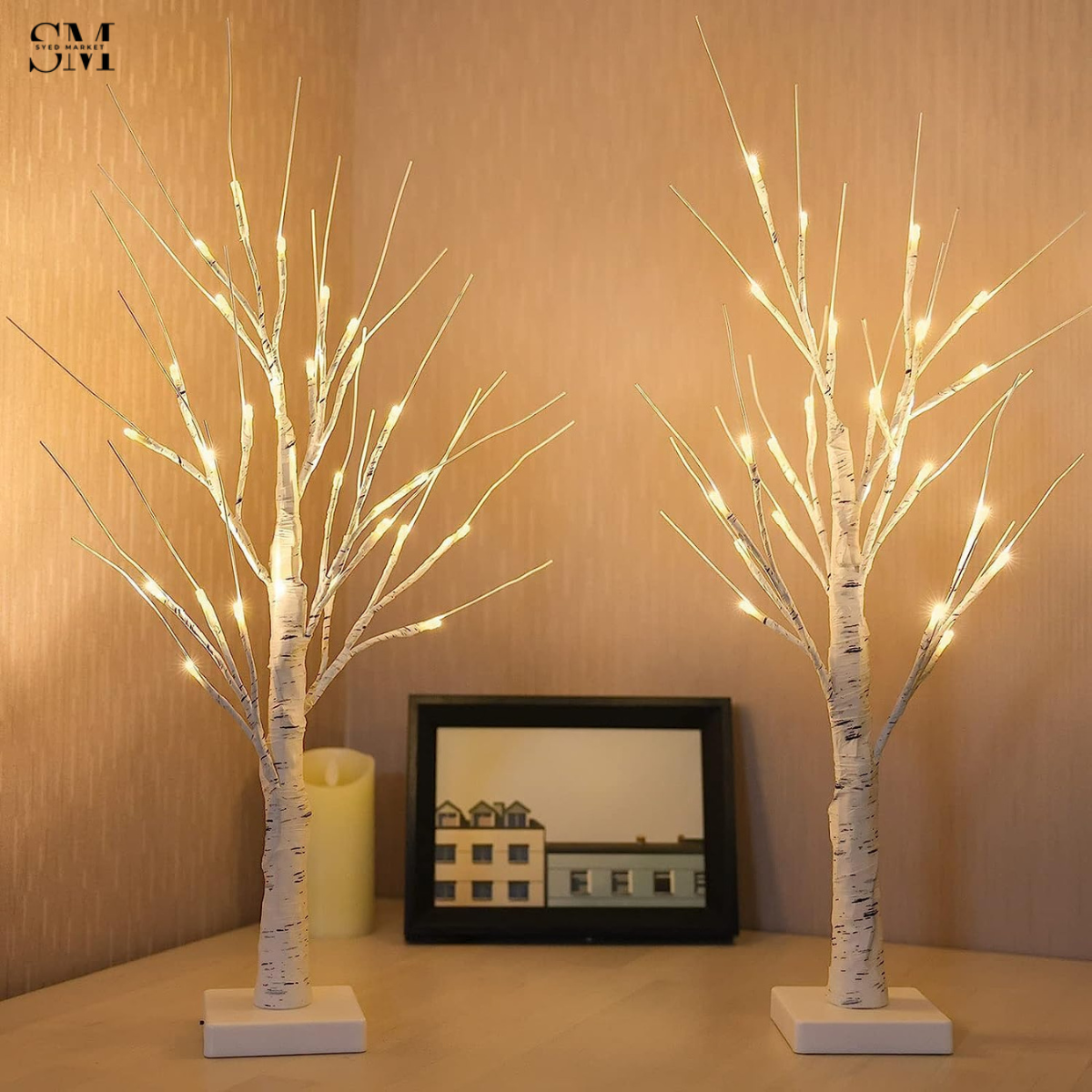 LUXURY LED BIRCH TREE DECORATIVE LAMP – WARM WHITE TABLETOP NIGHT LIGHT FOR HOME DECOR