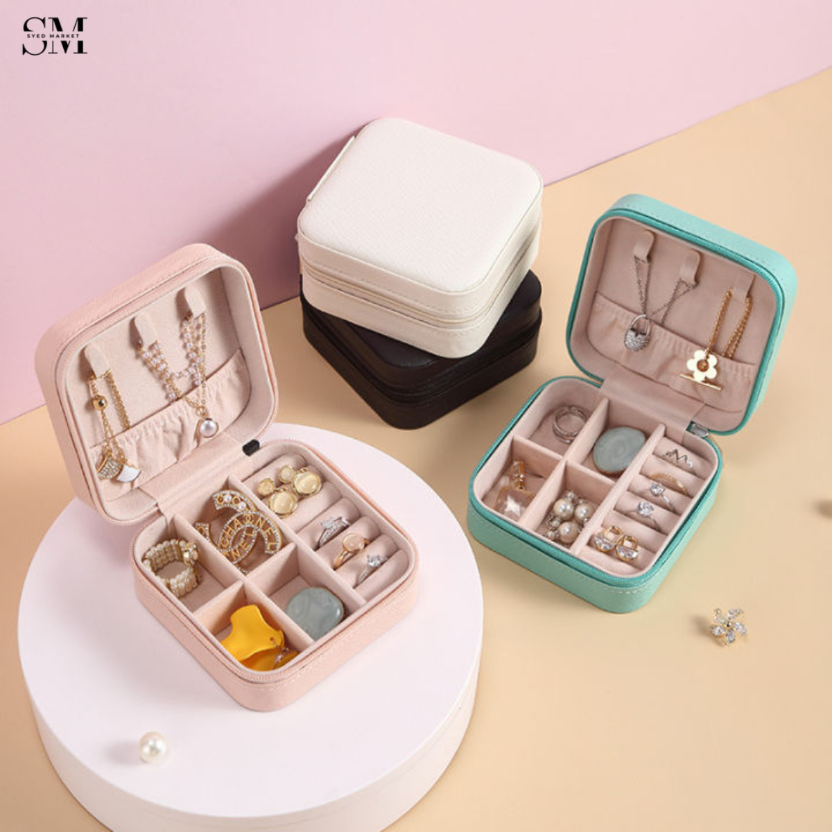 TRAVEL MINI LEATHER JEWELLERY ORGANIZER