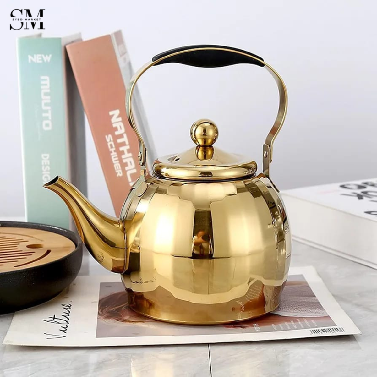 STAINLESS STEEL TEAPOT 1.5 LITRE DURABLE RUST RESISTANT TEA POT FOR HOME & KITCHEN