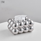 PVC BUBBLE DESIGN TISSUE BOX HOLDER – LUXURY VILLA TABLETOP DECOR - SILVER