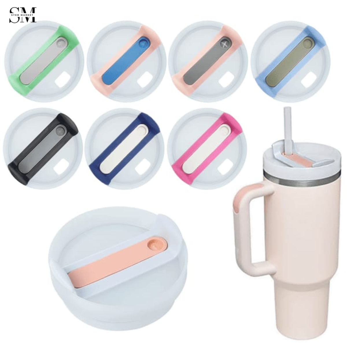 SILICONE SPILL-PROOF CUP COVER LID WITH SLIDING CAP – REUSABLE LEAK-PROOF MUG & TUMBLER LID