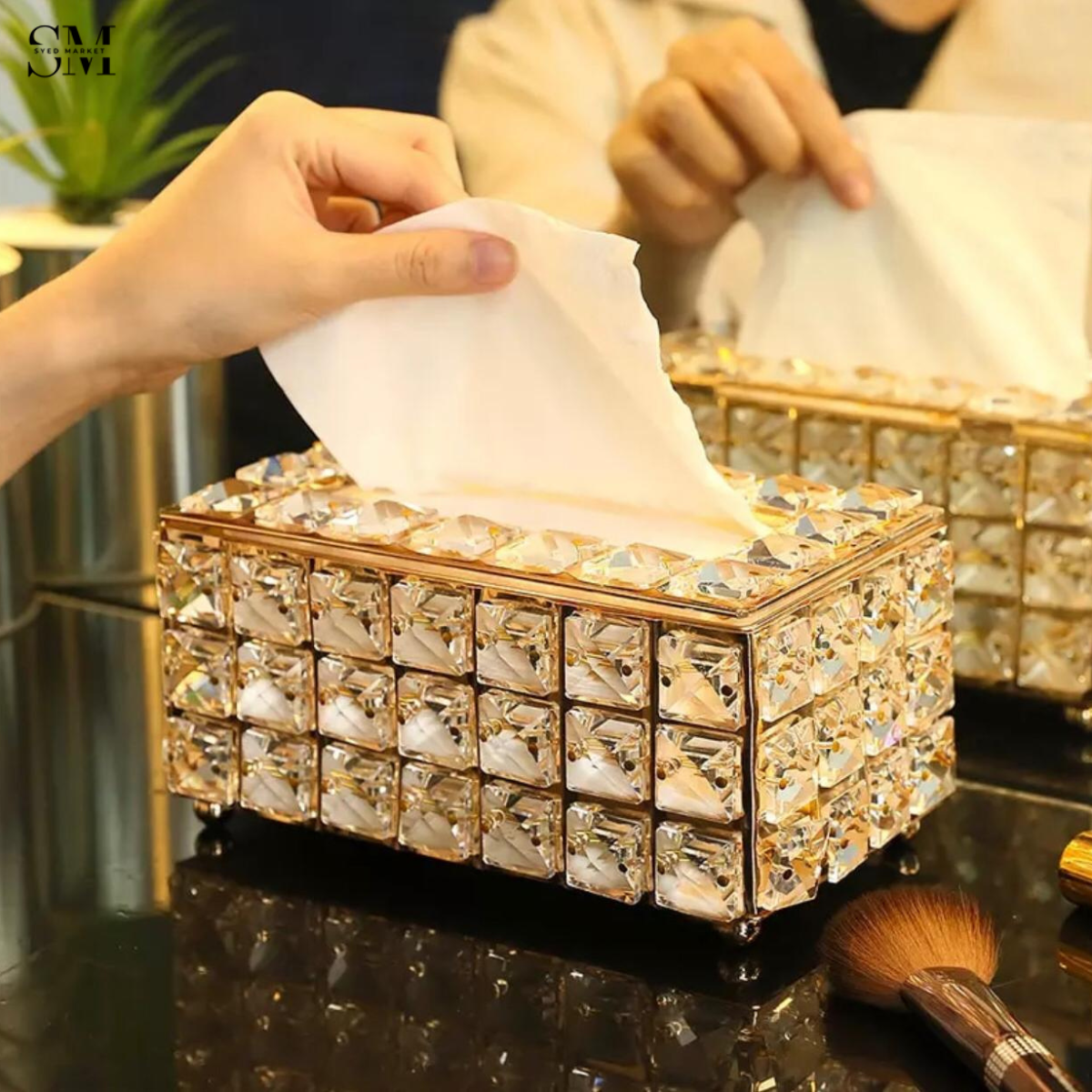 LUXURY CRYSTAL TISSUE BOX HOLDER – ELEGANT HOME DECOR