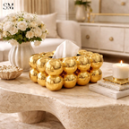 PVC BUBBLE DESIGN TISSUE BOX HOLDER – LUXURY VILLA TABLETOP DECOR - GOLD