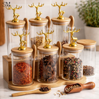 MAJESTIC REINDEER GLASS JARS SET - 6 PIECES STAIRS