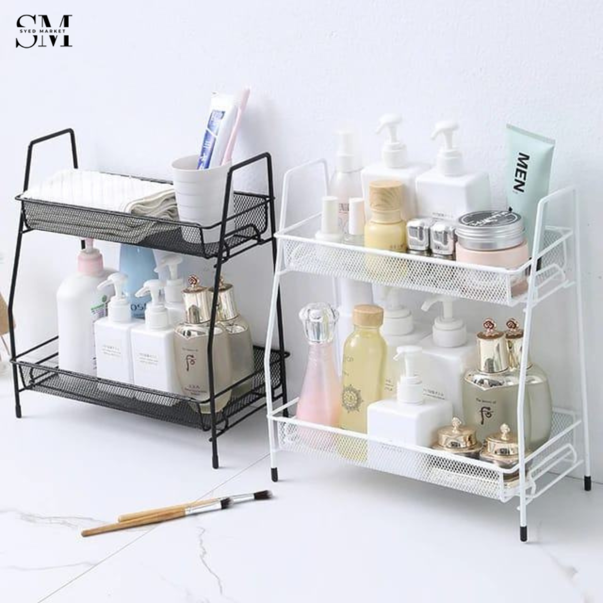 2 LAYER KITCHEN ORGANIZER RACK – SPACE SAVING COUNTERTOP STORAGE SHELF MULTIPURPOSE