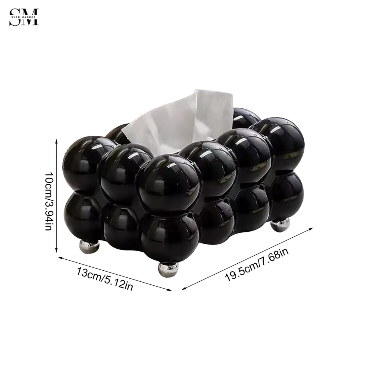 PVC BUBBLE DESIGN TISSUE BOX HOLDER – LUXURY VILLA TABLETOP DECOR - BLACK