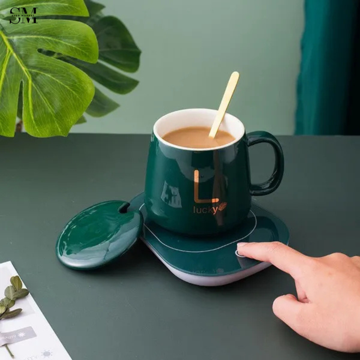 CERAMIC MUG WITH ELECTRIC TEMPERATURE PLATE