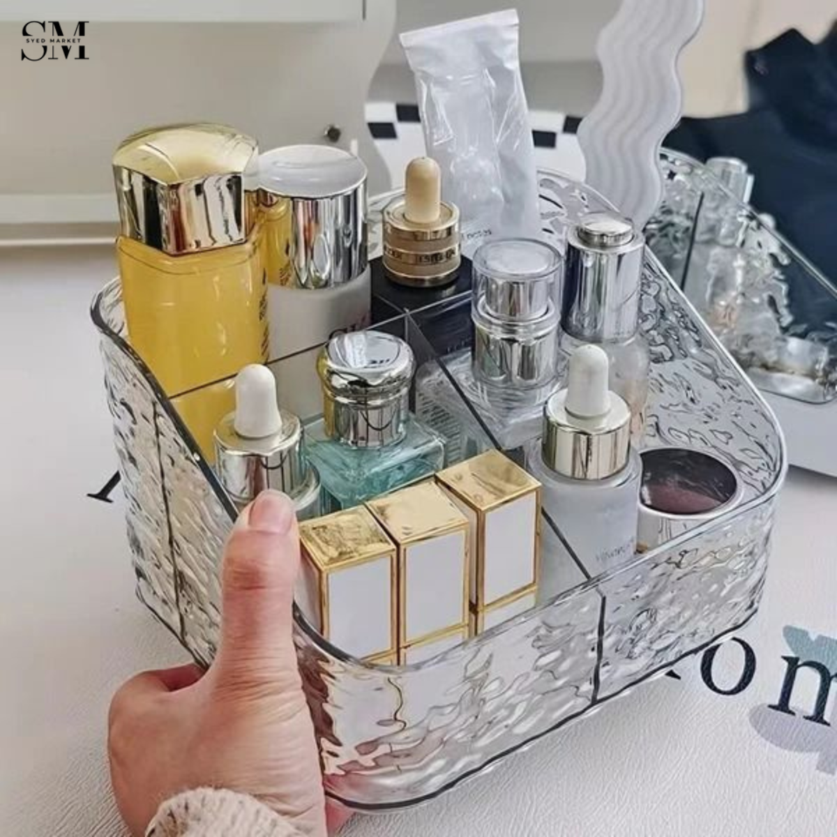 Acrylic Makeup Organizer – Multi-Compartment Cosmetic Storage Box