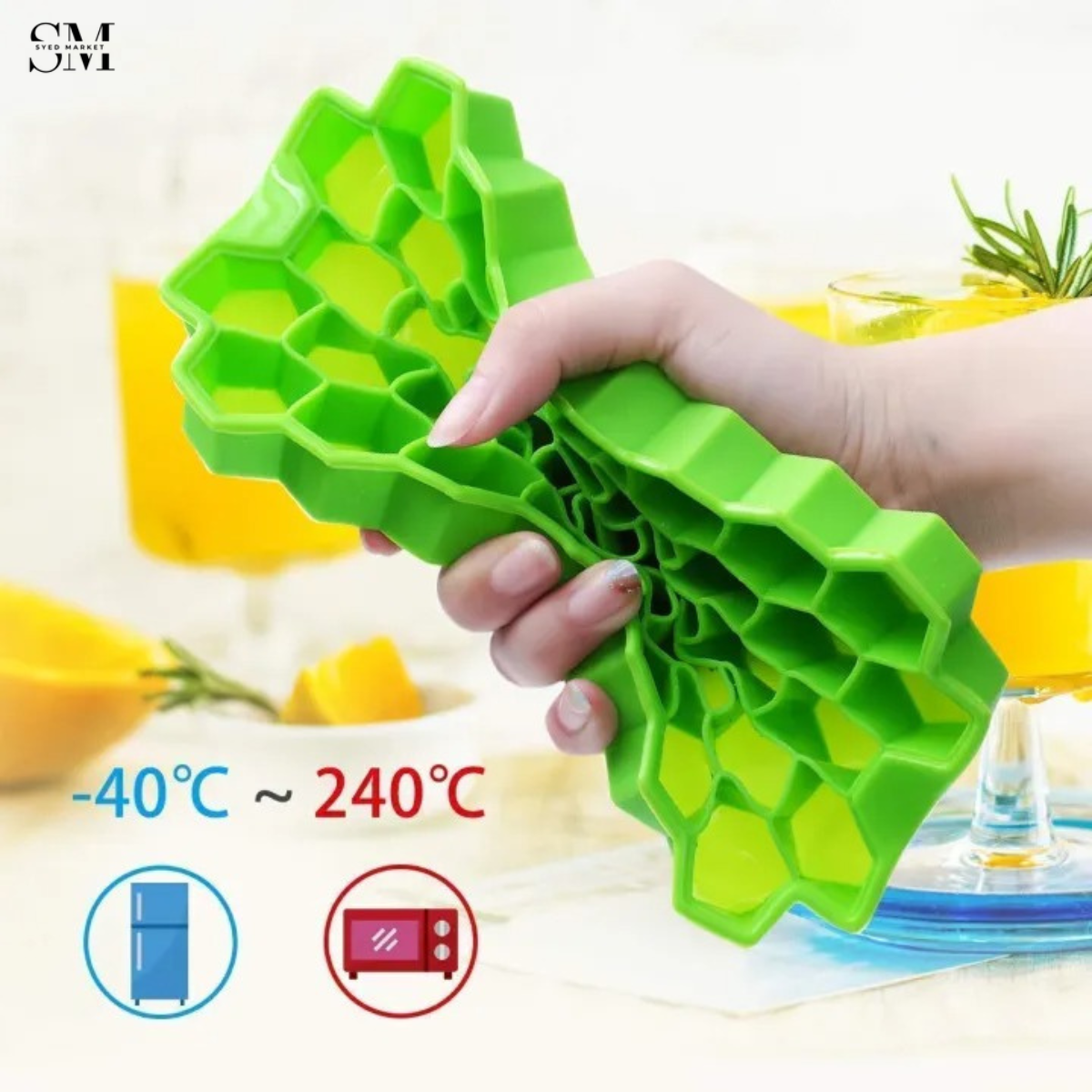 SILICONE HONEYCOMB ICE CUBE TRAY – 37 SLOTS