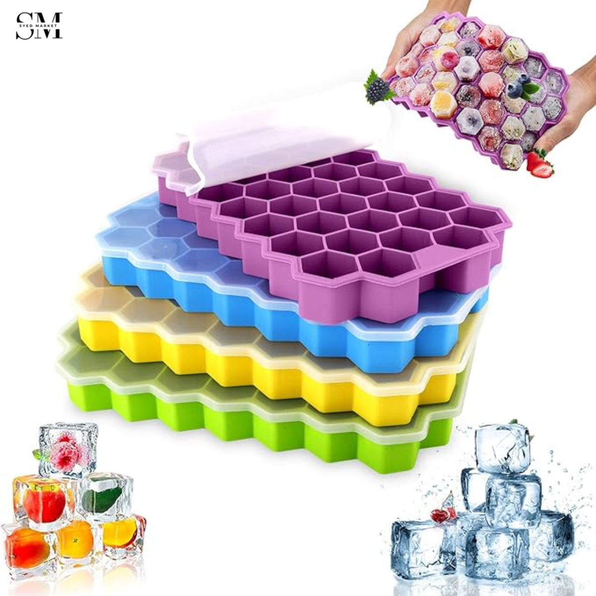 SILICONE HONEYCOMB ICE CUBE TRAY – 37 SLOTS