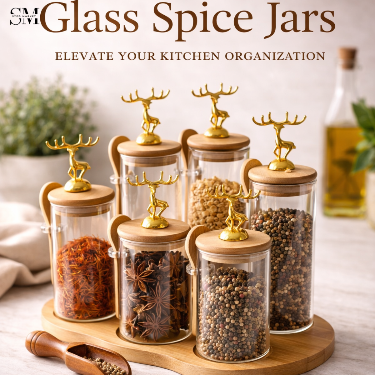 MAJESTIC REINDEER GLASS JARS SET - 6 PIECES STAIRS