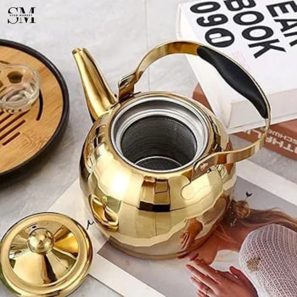 STAINLESS STEEL TEAPOT 1.5 LITRE DURABLE RUST RESISTANT TEA POT FOR HOME & KITCHEN
