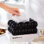 PVC BUBBLE DESIGN TISSUE BOX HOLDER – LUXURY VILLA TABLETOP DECOR - BLACK