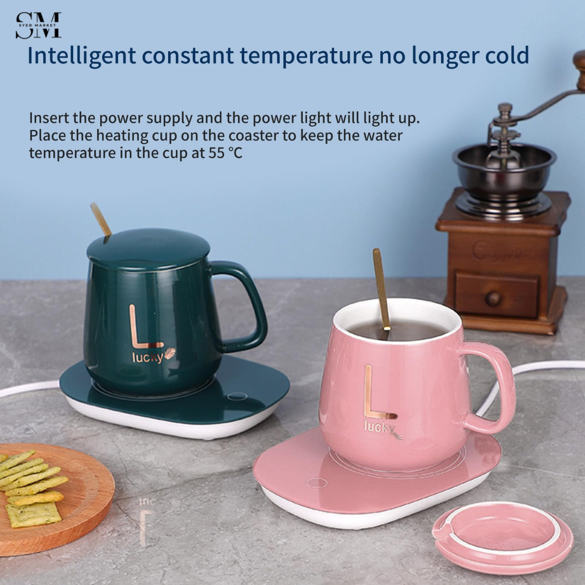 CERAMIC MUG WITH ELECTRIC TEMPERATURE PLATE