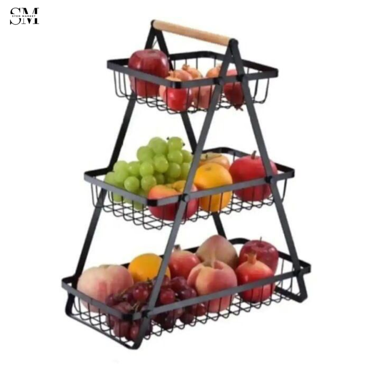 3-TIER FRUIT & VEGETABLE STORAGE BASKET – MODERN METAL KITCHEN ORGANIZER