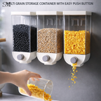 WALL MOUNTED DRY FOOD DISPENSER – MULTI GRAIN STORAGE CONTAINER WITH EASY PUSH BUTTON