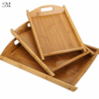 PREMIUM BAMBOO SERVING TRAY SET WITH HANDLES – FOLDABLE WOODEN BREAKFAST & TEA TRAY FOR HOME & KITCHEN